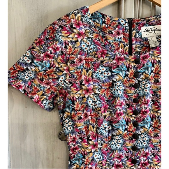 Alix Taylor Vtg. 80’s Floral Romper Scooter Dress Petite Sz 6 8 - Picture 5 of 8